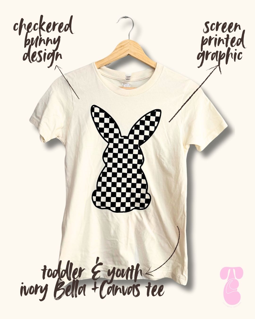 Ivory Checkered Bunny Tee