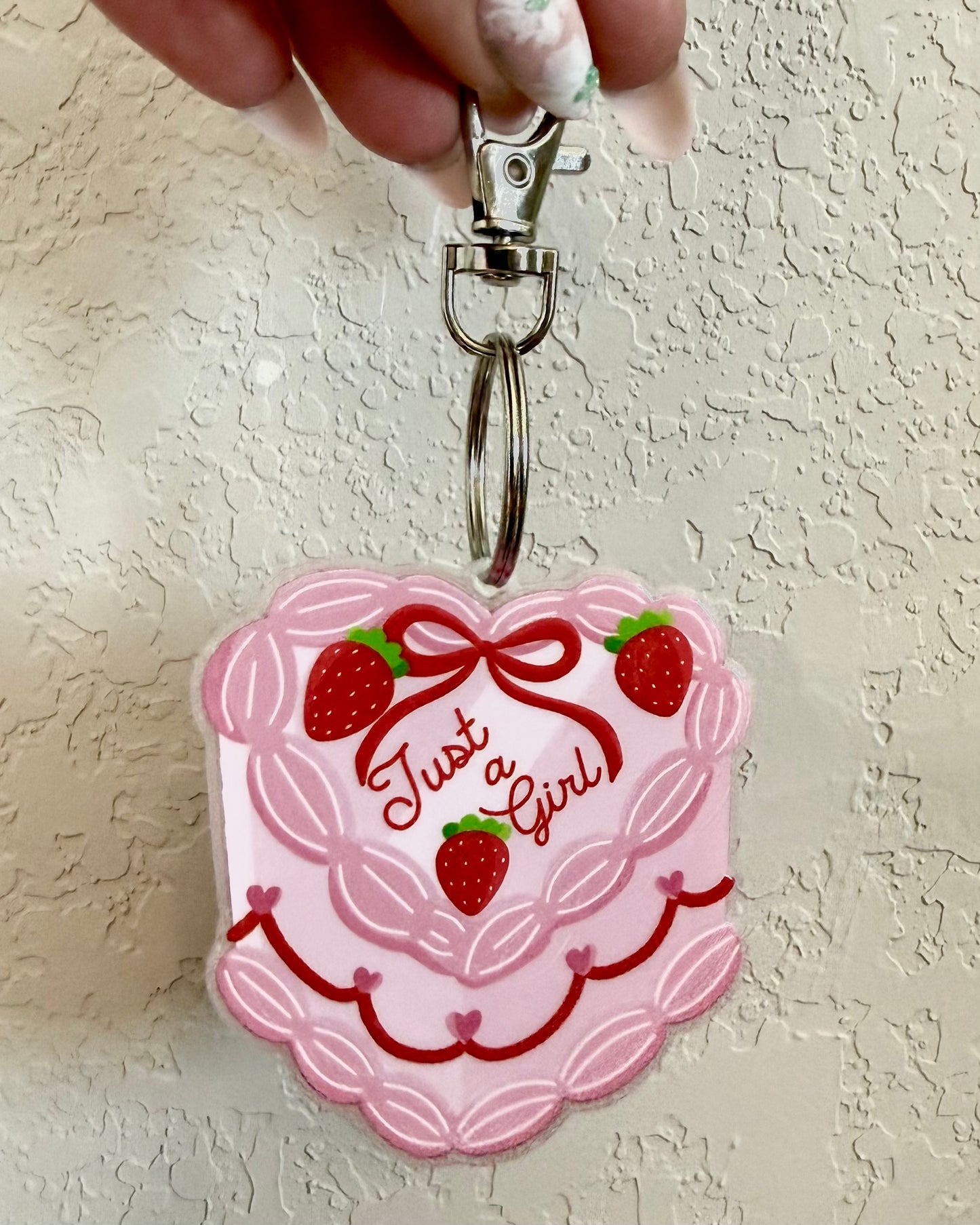 Just A Girl Cake Keychain