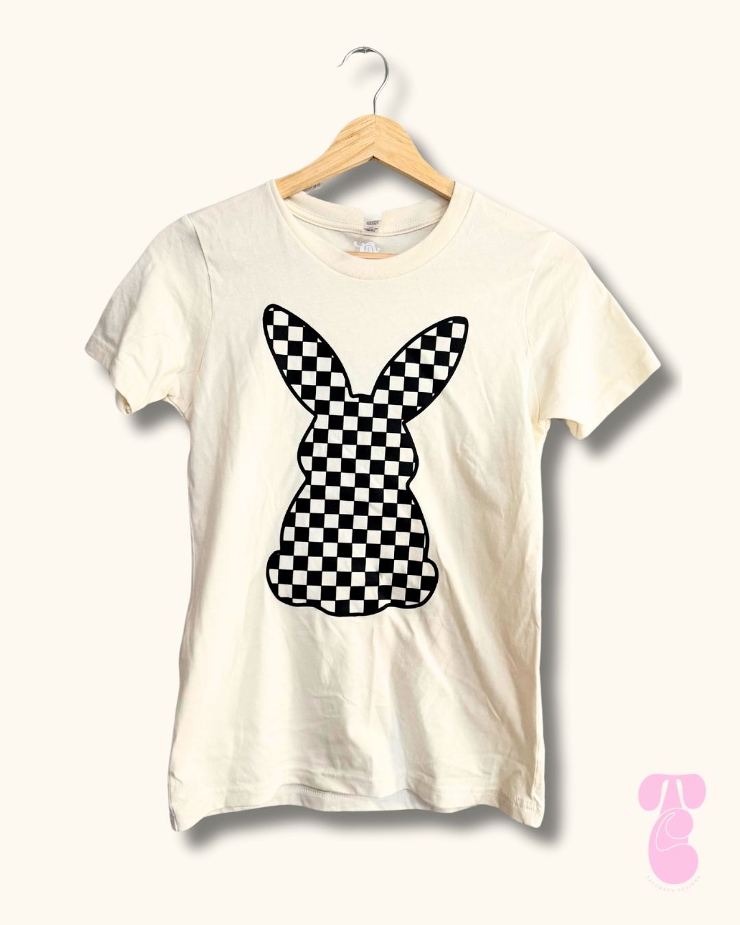 Ivory Checkered Bunny Tee