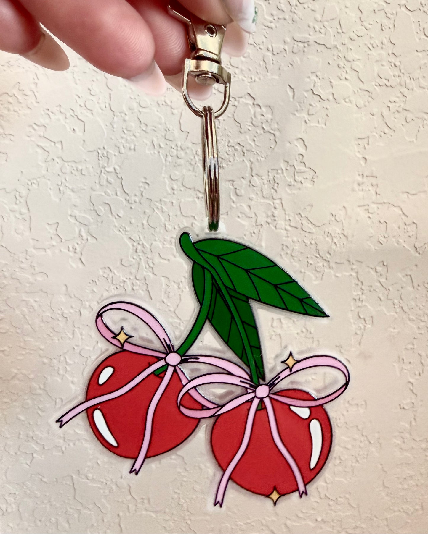 Cherries with Bows Keychain