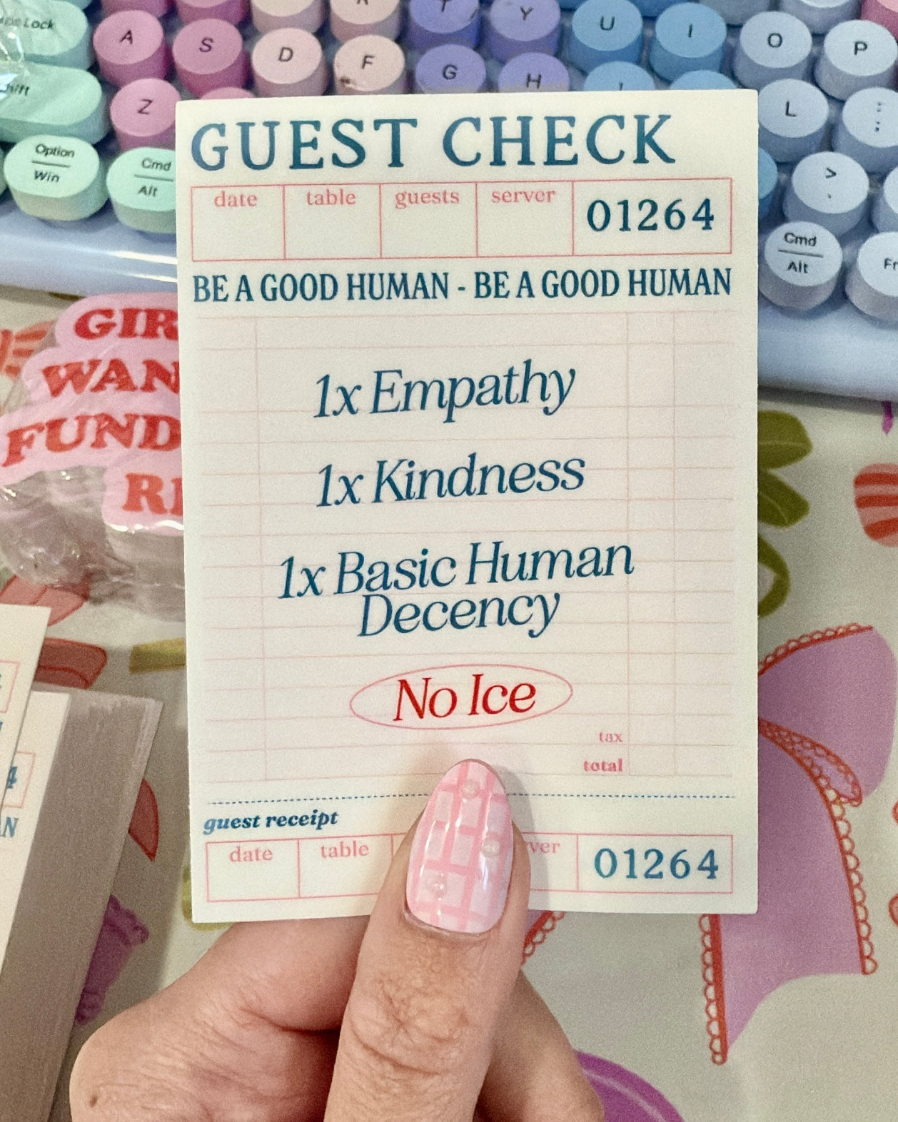 Be A Good Human - No Ice Guest Check Sticker