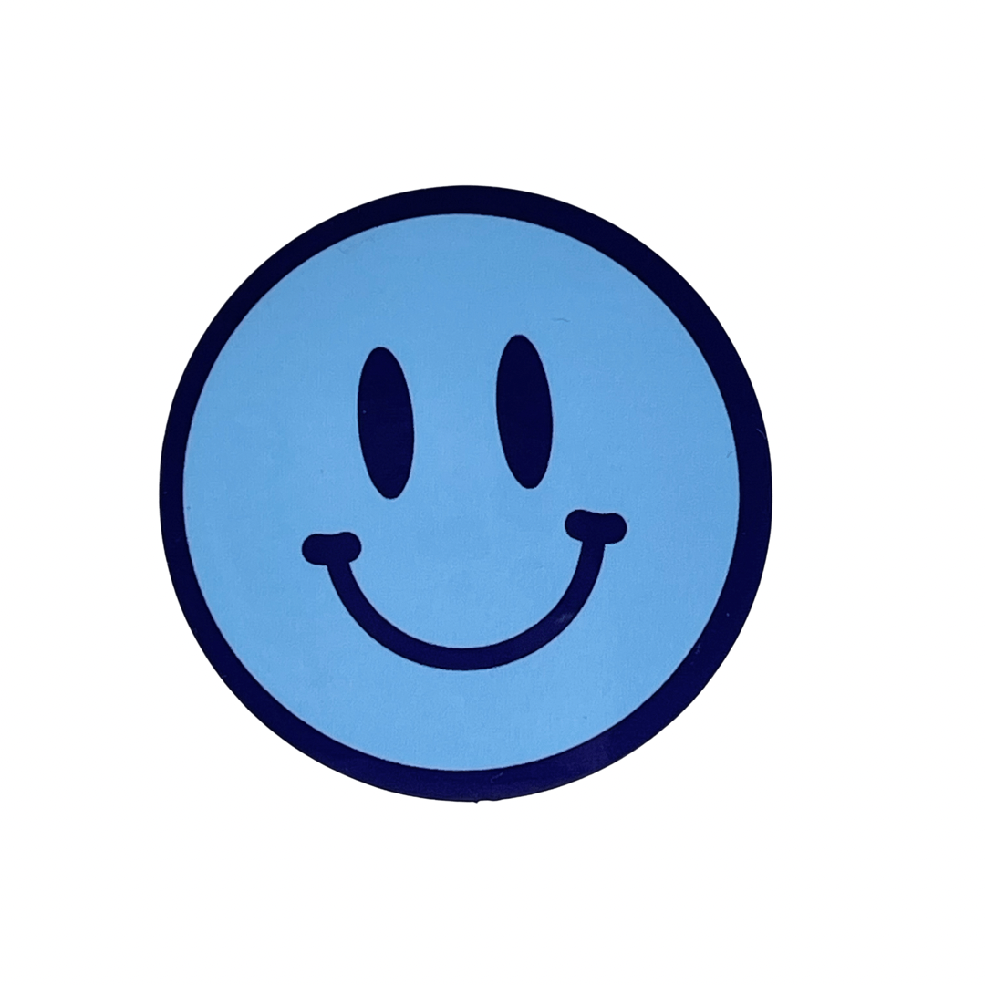 Blue Happy Face Sticker – TayCravy Designs