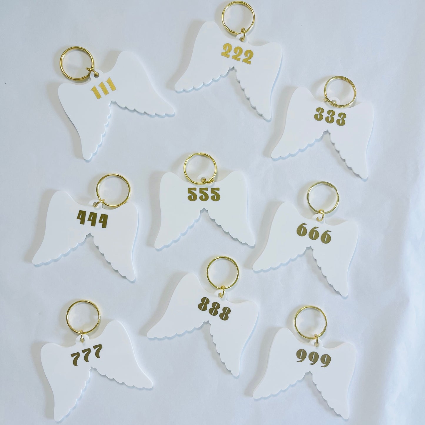 Angel Numbers Acrylic Wings Keychain