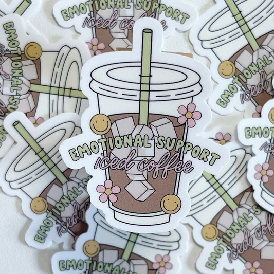 Emotional Support Iced Coffee Sticker