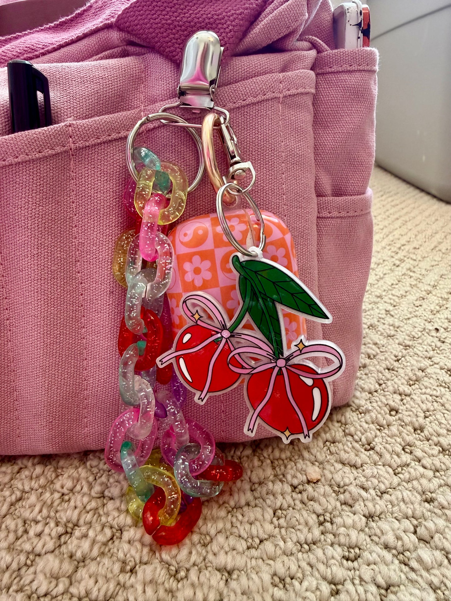 Cherries with Bows Keychain