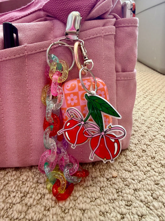 Cherries with Bows Keychain