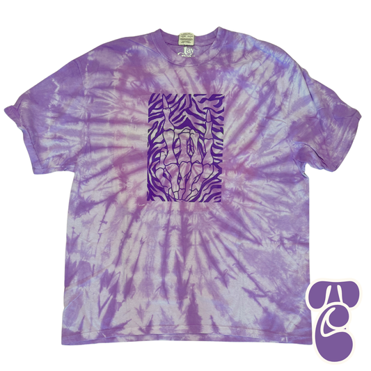 Purple Rock On Skeleton Hand Tee