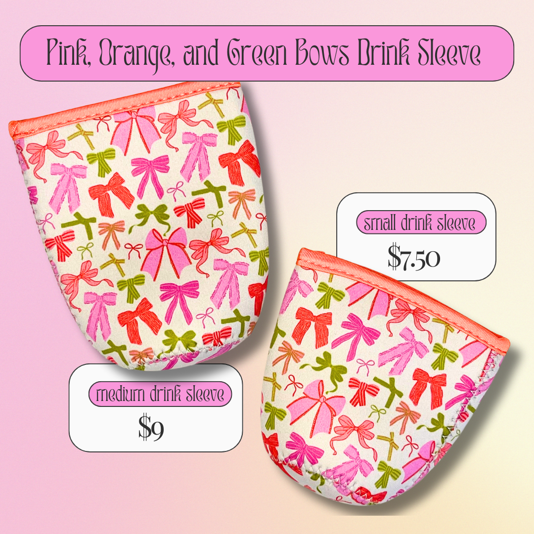 Pink, Orange, and Green Bows Drink Sleeve