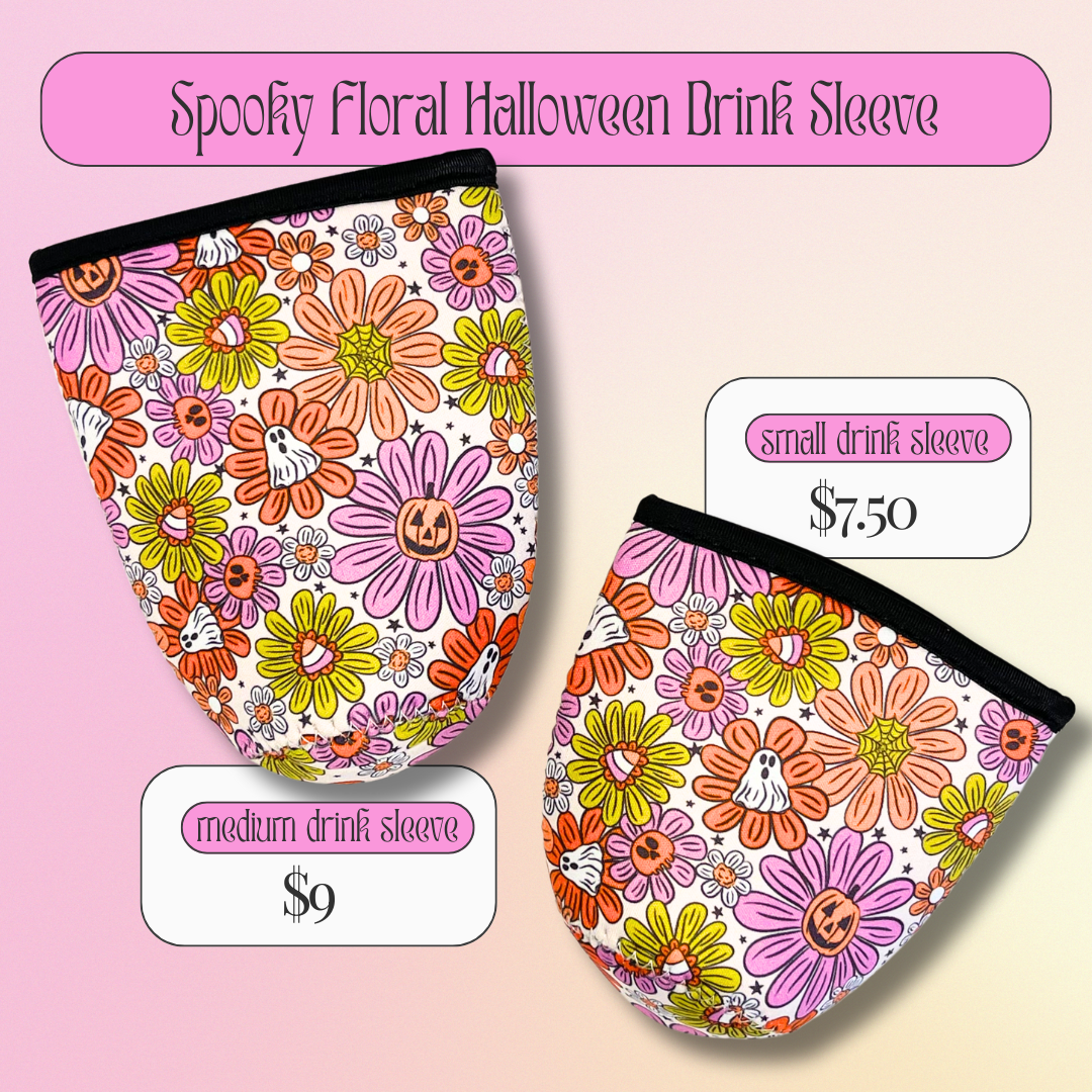 Spooky Floral Halloween Drink Sleeve