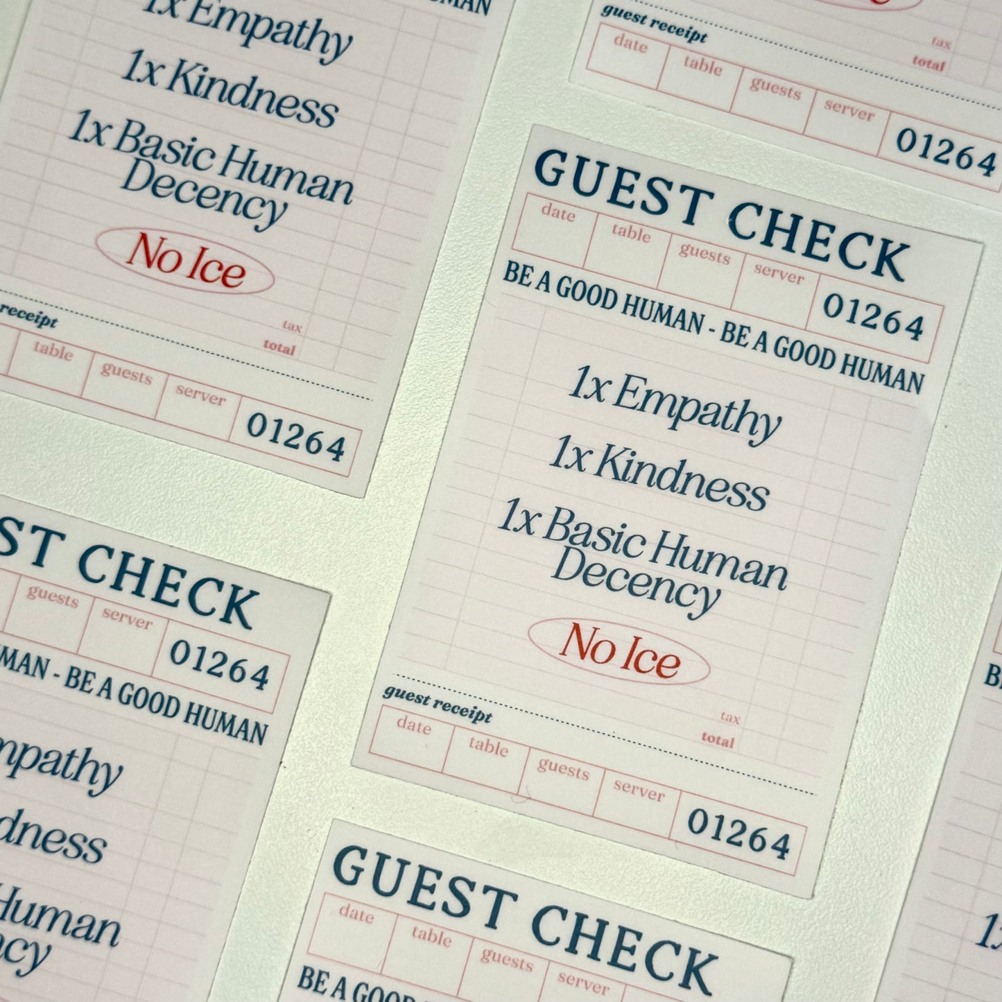 Be A Good Human - No Ice Guest Check Sticker
