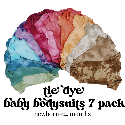 Tie Dye Baby Bodysuit 7 Pack (one of each size)