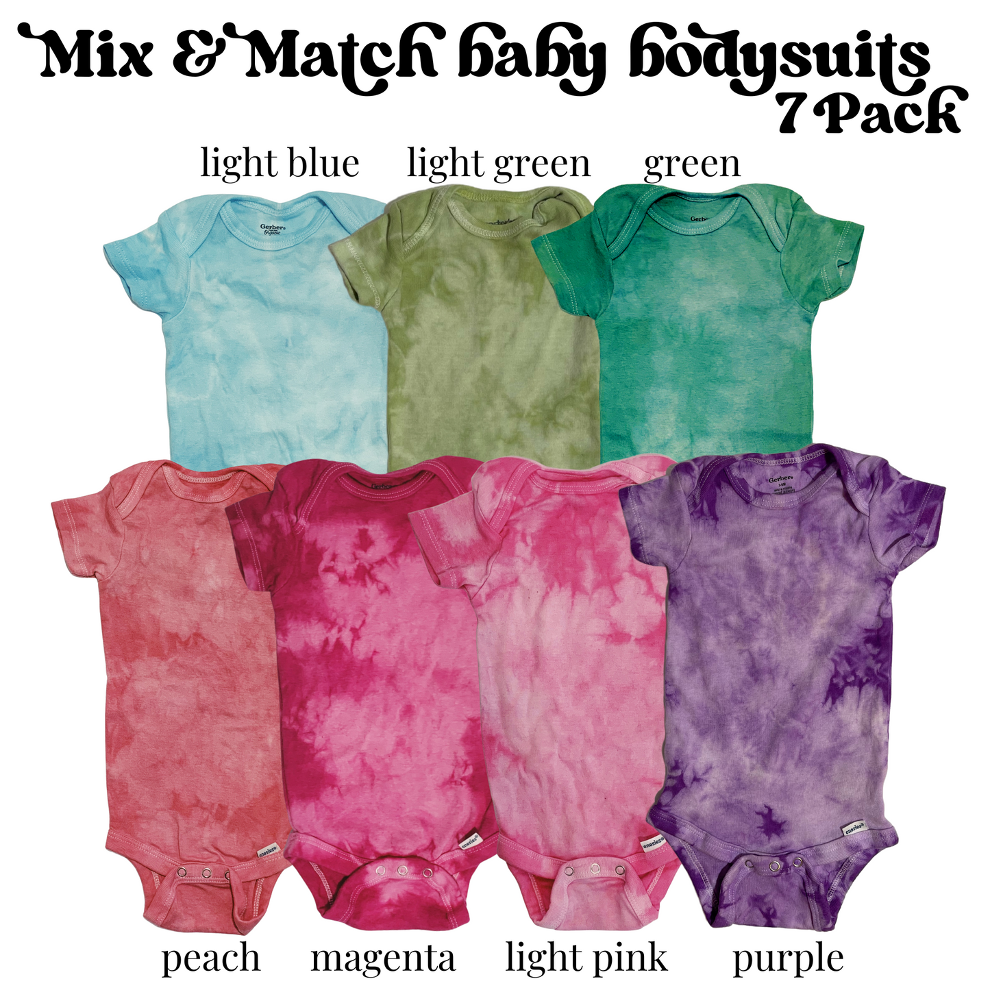 Mix & Match Tie Dye Baby Bodysuit 7 Pack