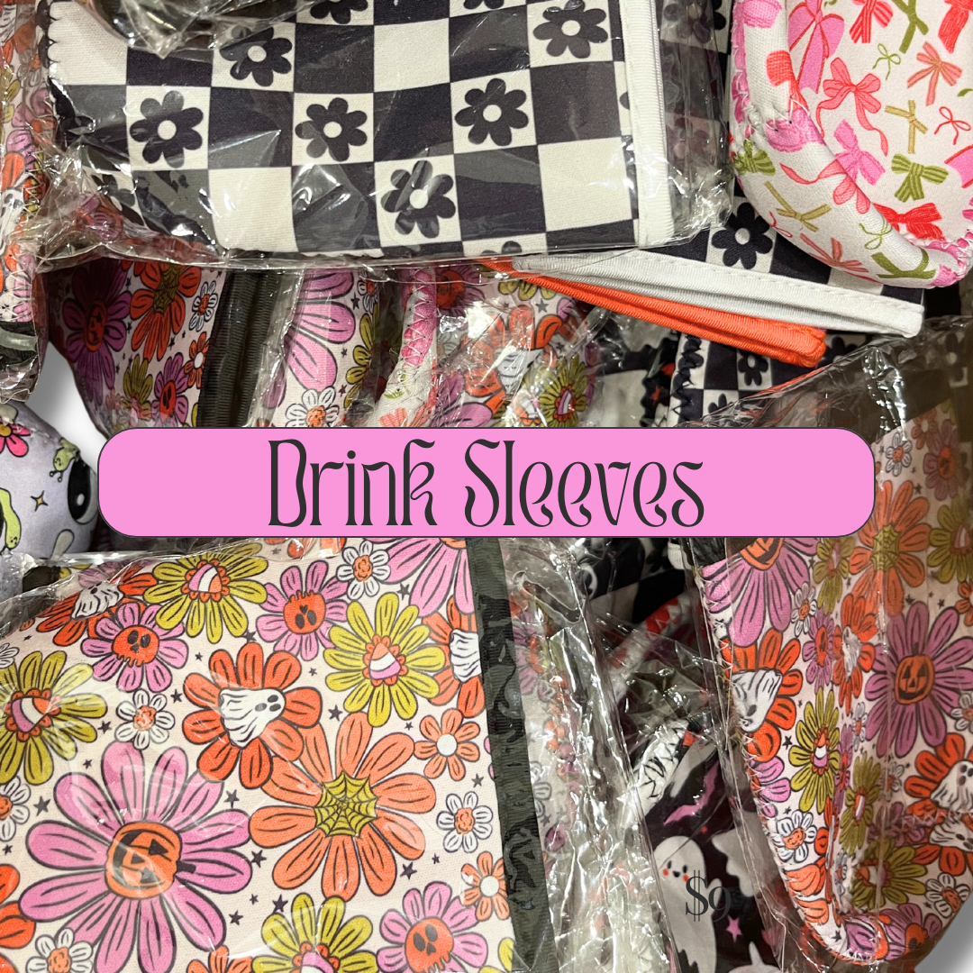 Black Checkered Floral Drink Sleeve