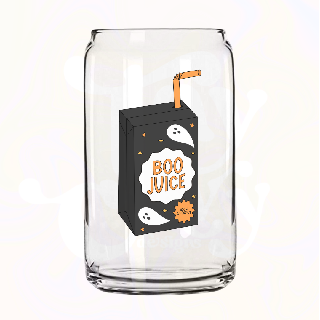 Boo Juice 16oz Glass Can with Bamboo Lid &  Glass Straw