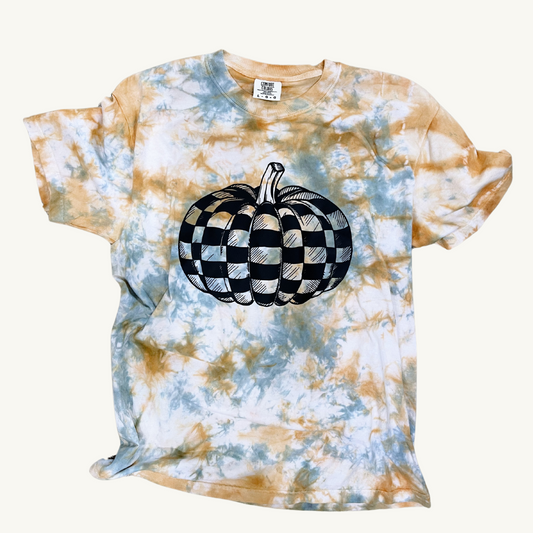 Checkered Pumpkin Tie Dye Tee