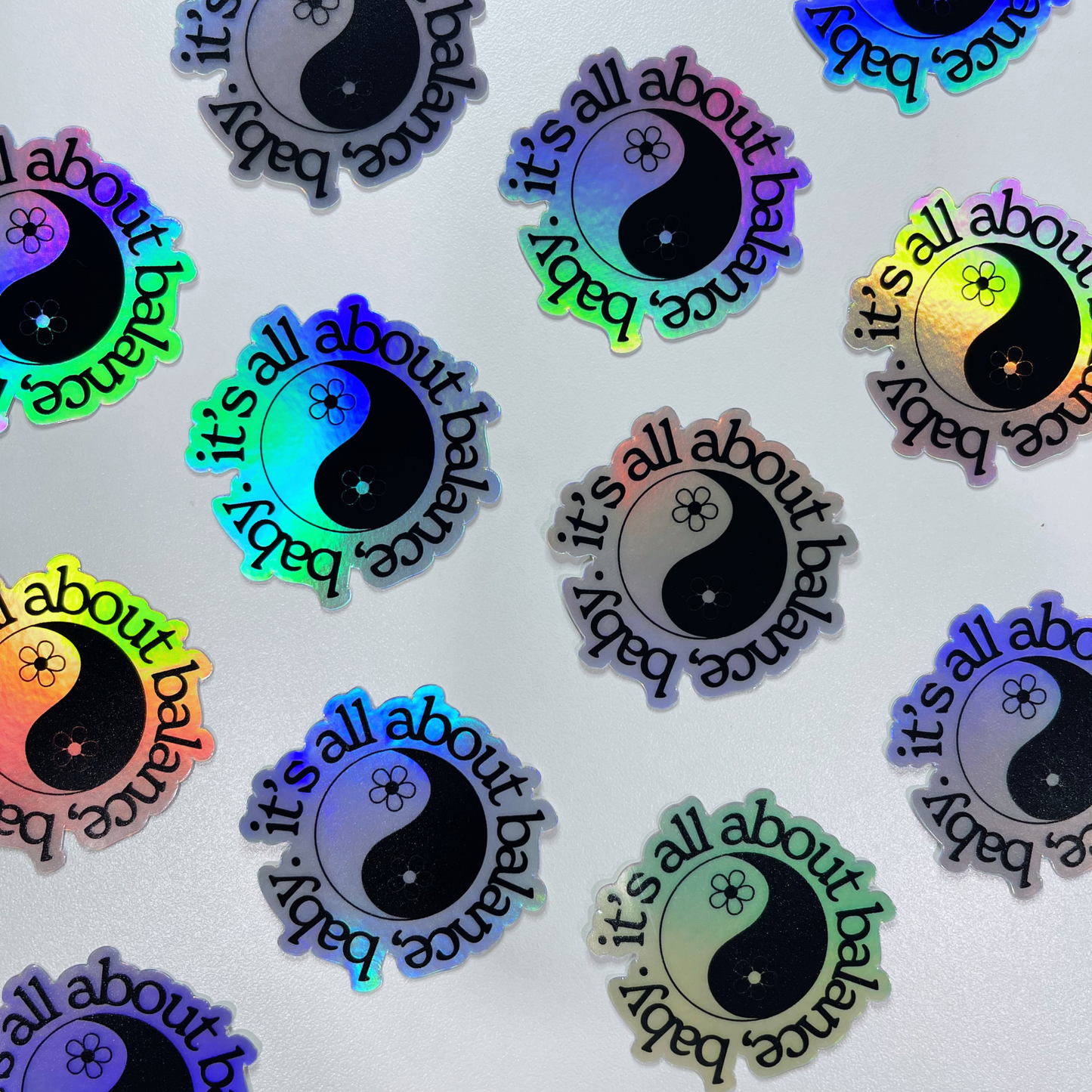 It's all about balance, baby Holographic Sticker