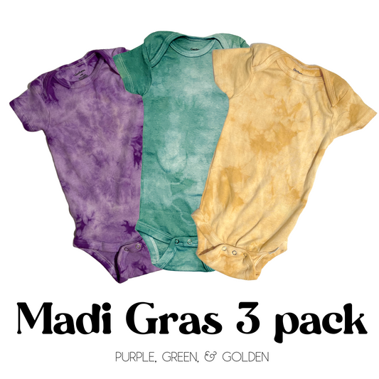 Mardi Gras Baby Bodysuit 3 PACK