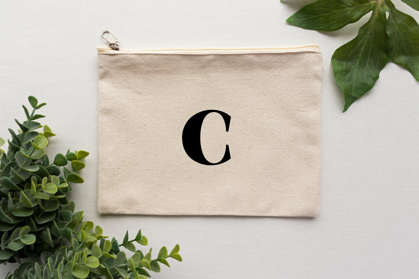 Initial Canvas Pouch - Vintage