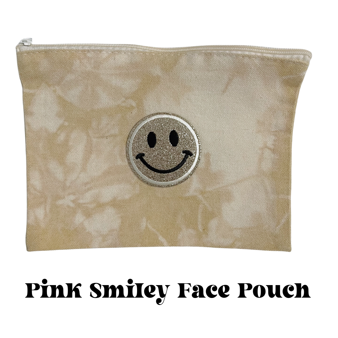 Smiley Face Tie Dye Canvas Zipper Pouch