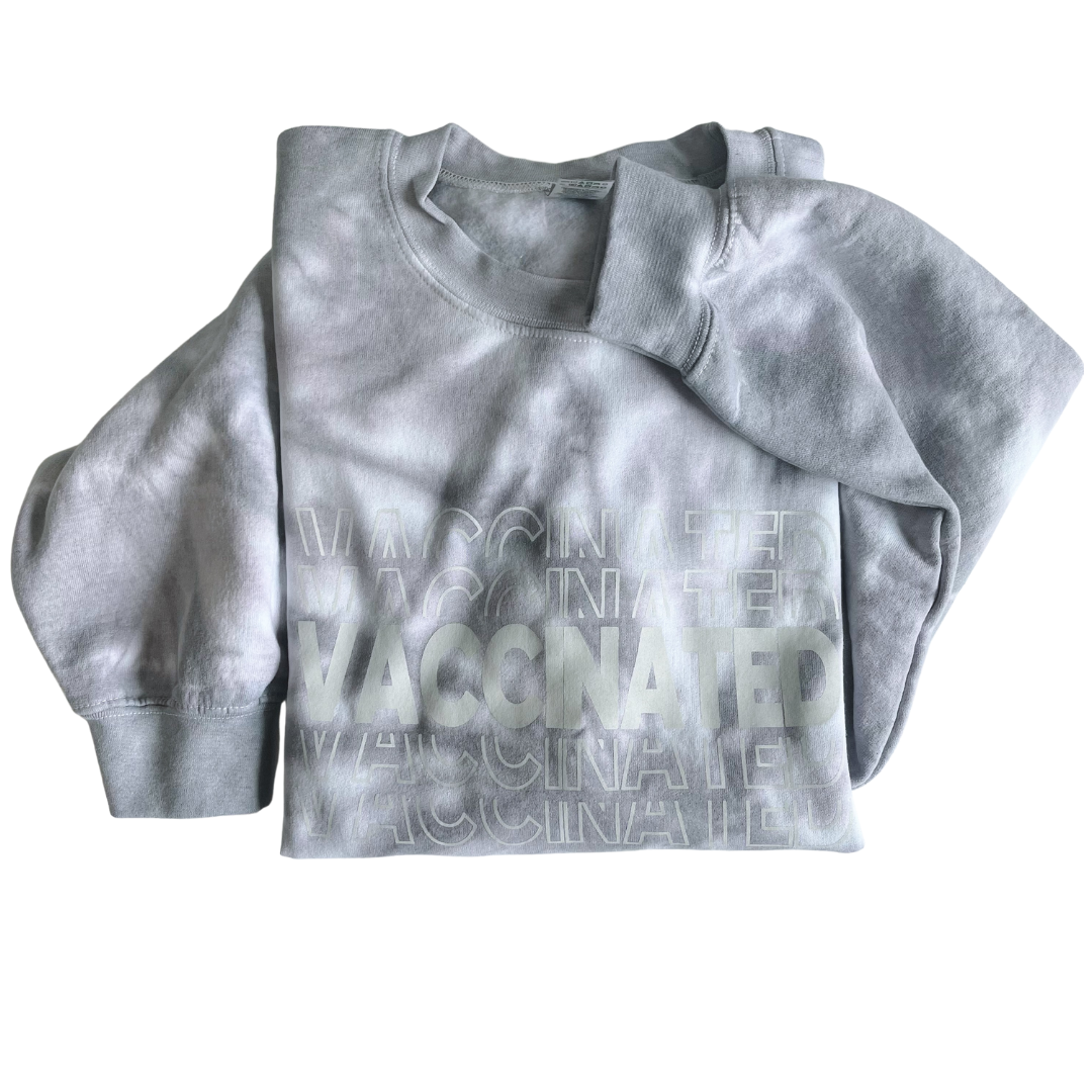 Grey Tie Dye Mirrored VACCINATED Sweatshirt