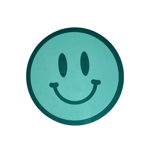 Teal Happy Face Sticker