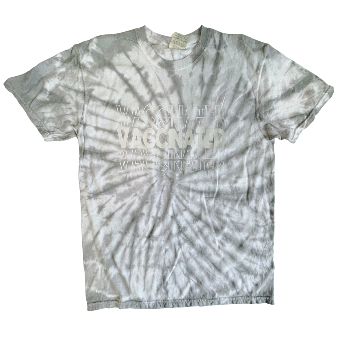 Grey Tie Dye VACCINATED Tee