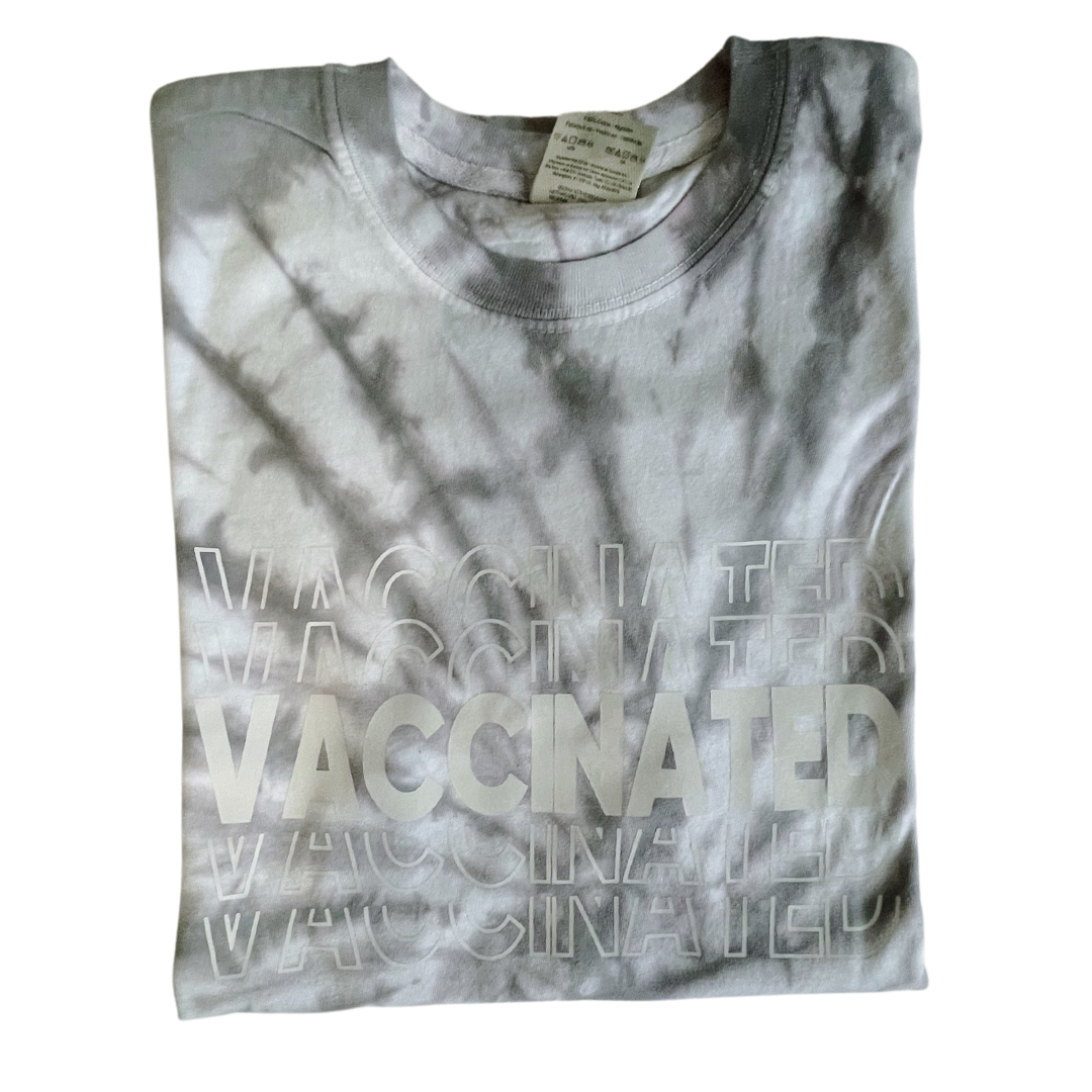 Grey Tie Dye VACCINATED Tee