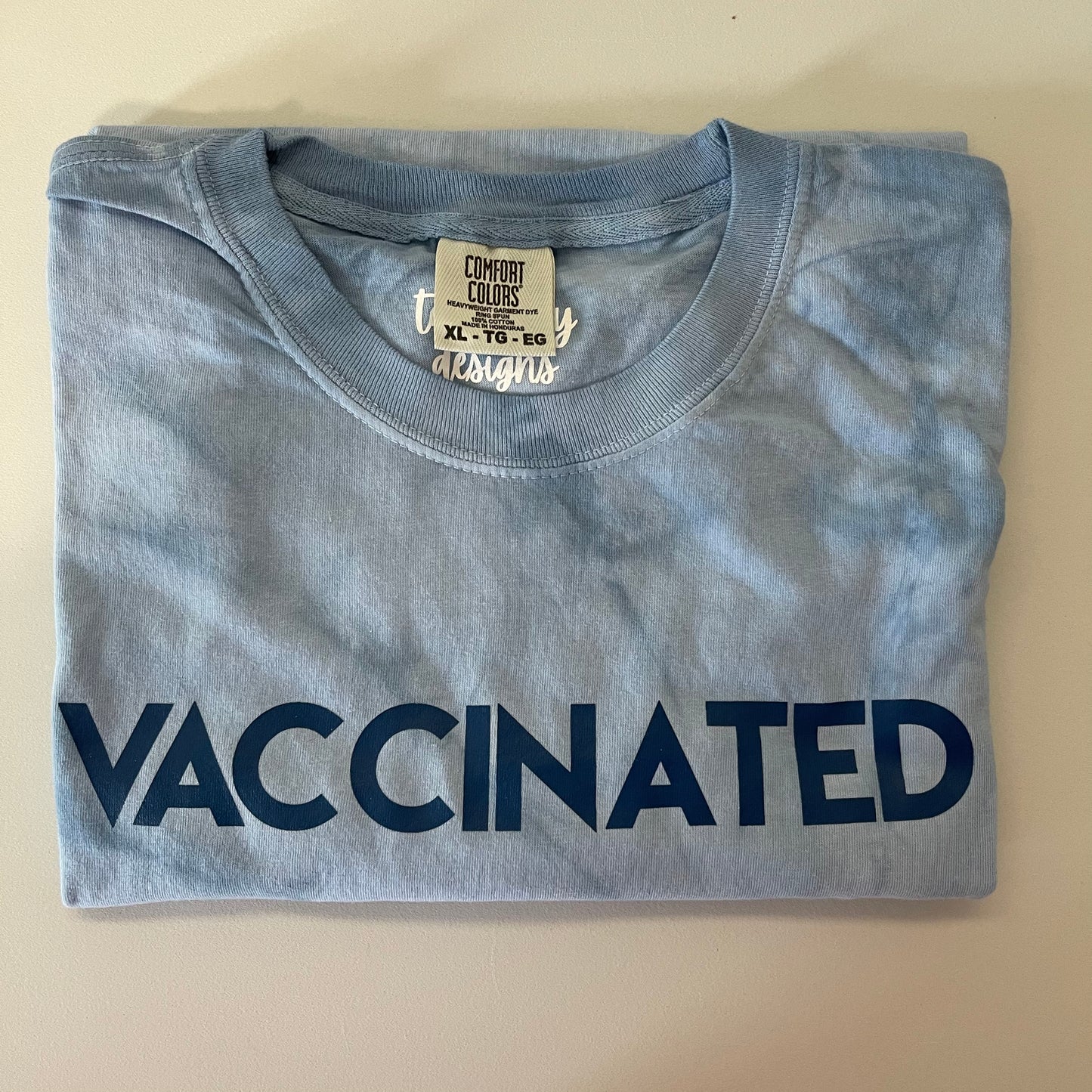 Blue Tie Dye VACCINATED Tee