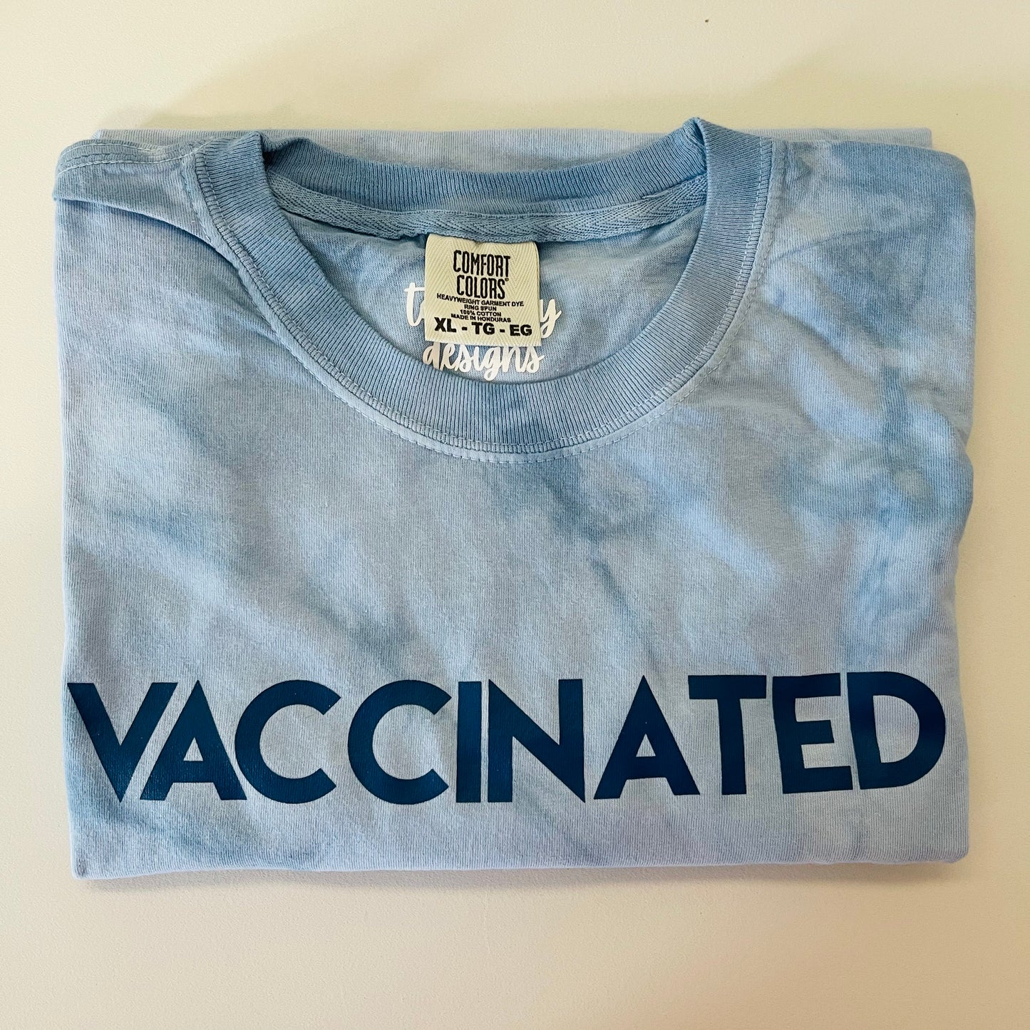 Blue Tie Dye VACCINATED Tee