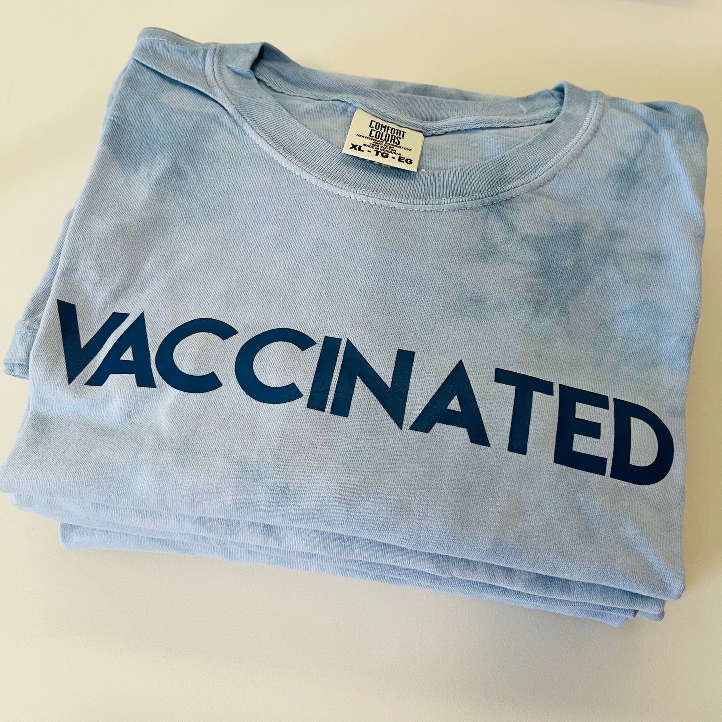 Blue Tie Dye VACCINATED Tee