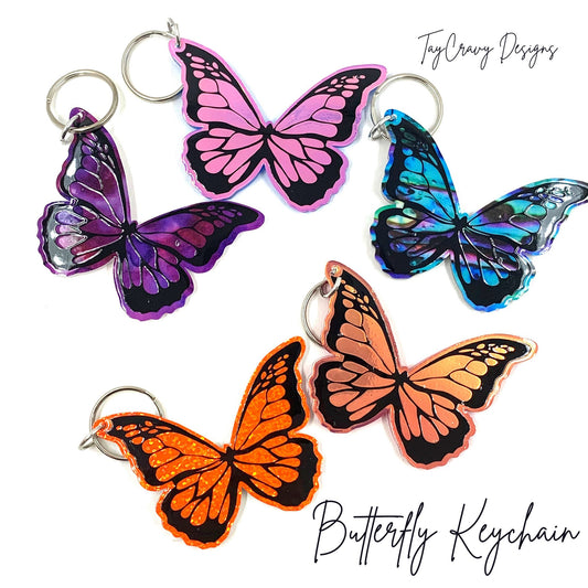 Butterfly Acrylic Keychain with Key Ring