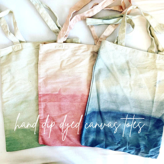 Dip Dyed Reusable Canvas Totes