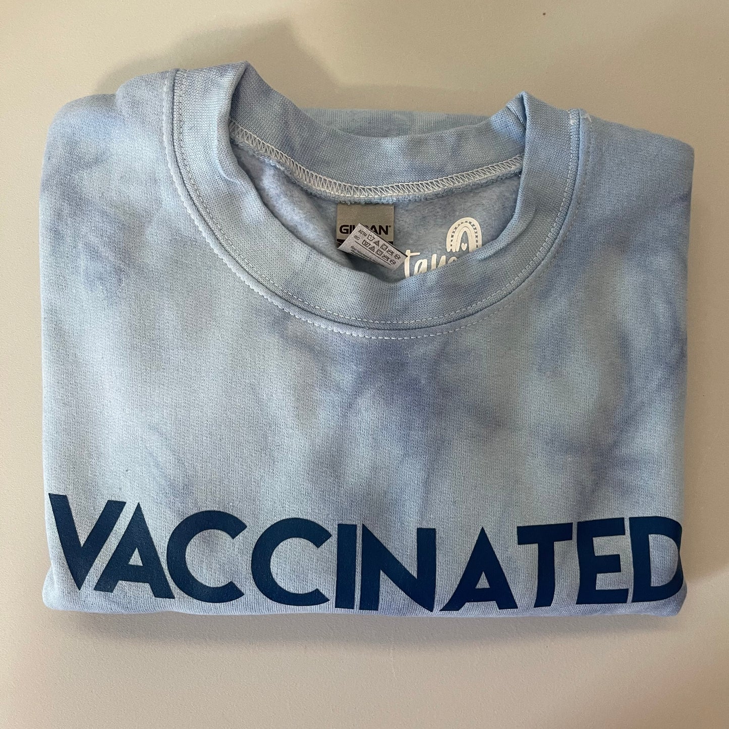 Blue Tie Dye VACCINATED Sweatshirt