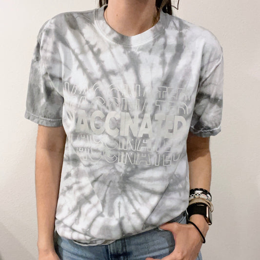 Grey Tie Dye VACCINATED Tee