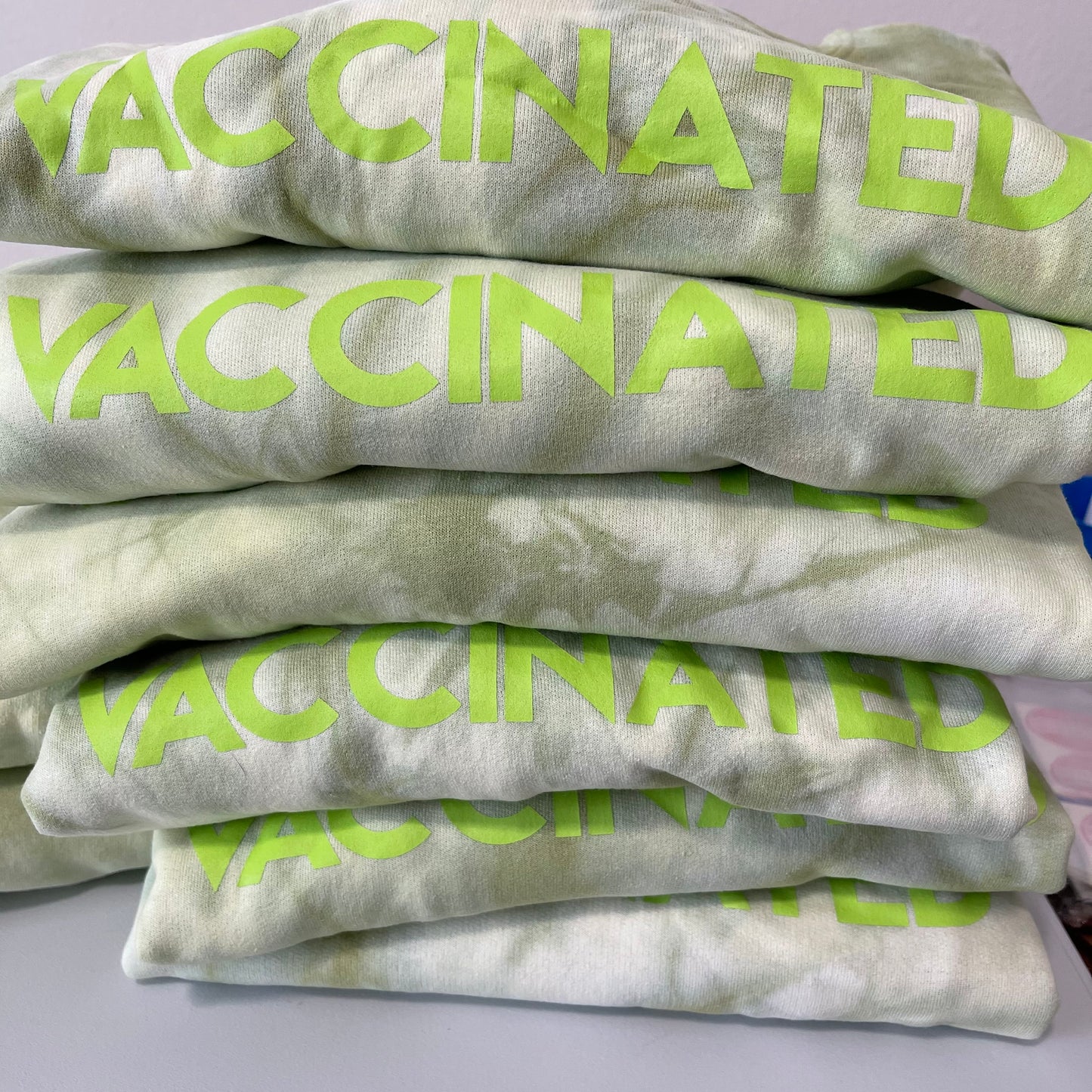 Light Green Tie Dye VACCINATED Sweatshirt