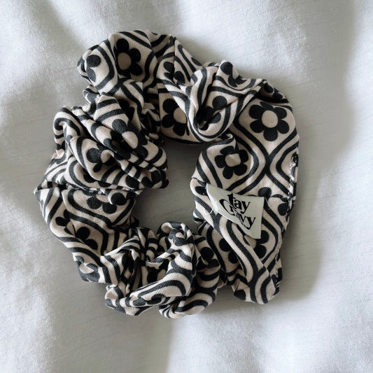 Black Floral Scrunchie