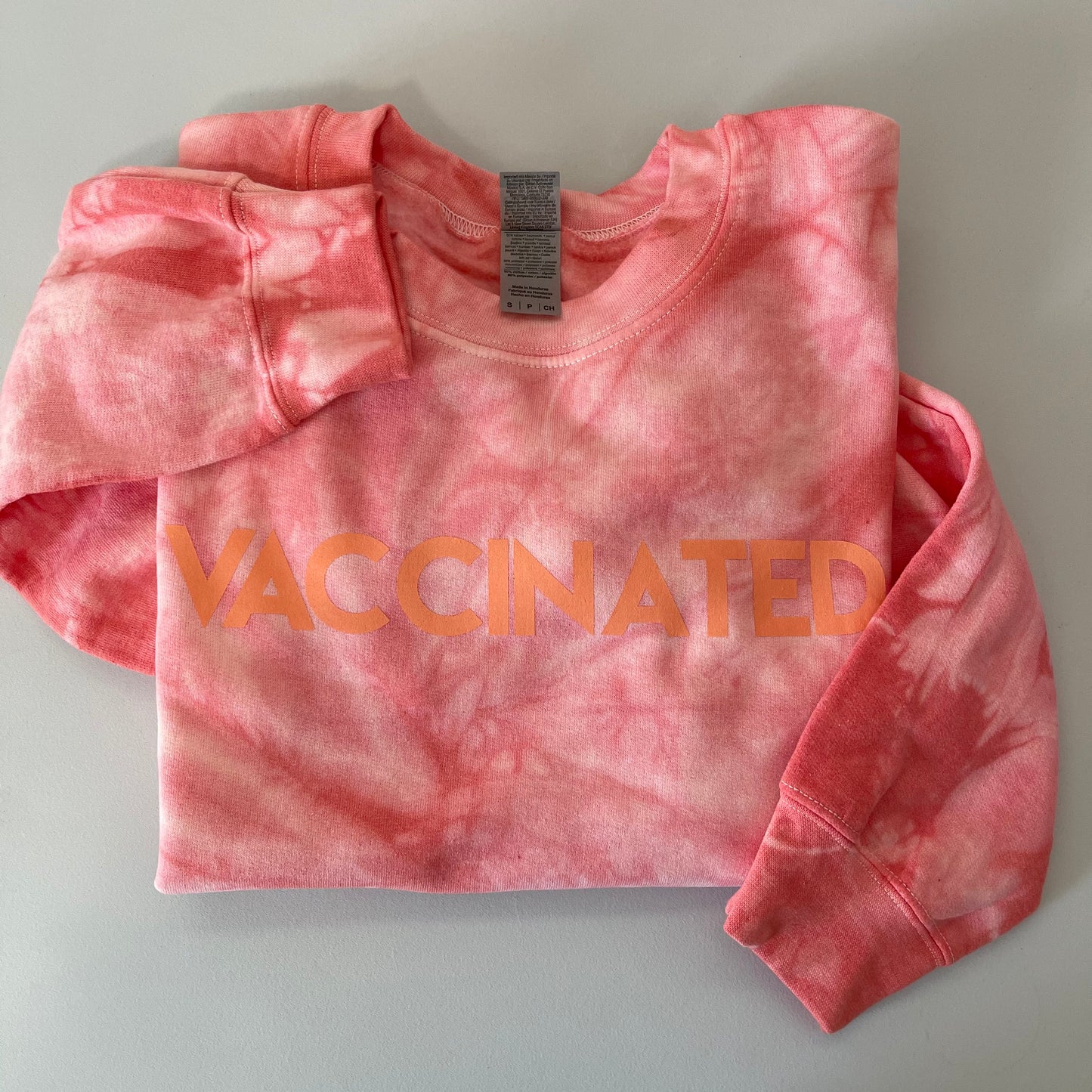 Peach Tie Dye VACCINATED Sweatshirt