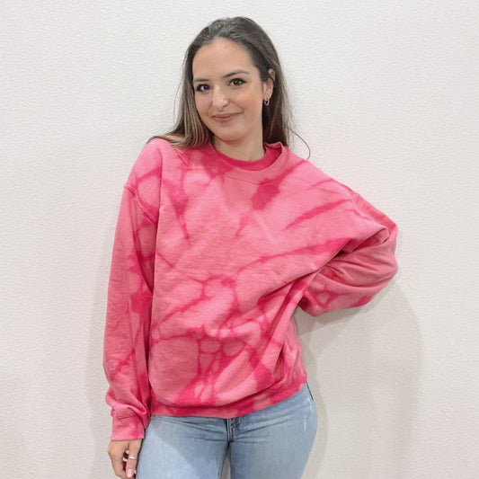 Pink Bleach Dye Sweatshirt