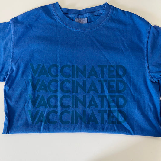 Solid Blue VACCINATED Tee