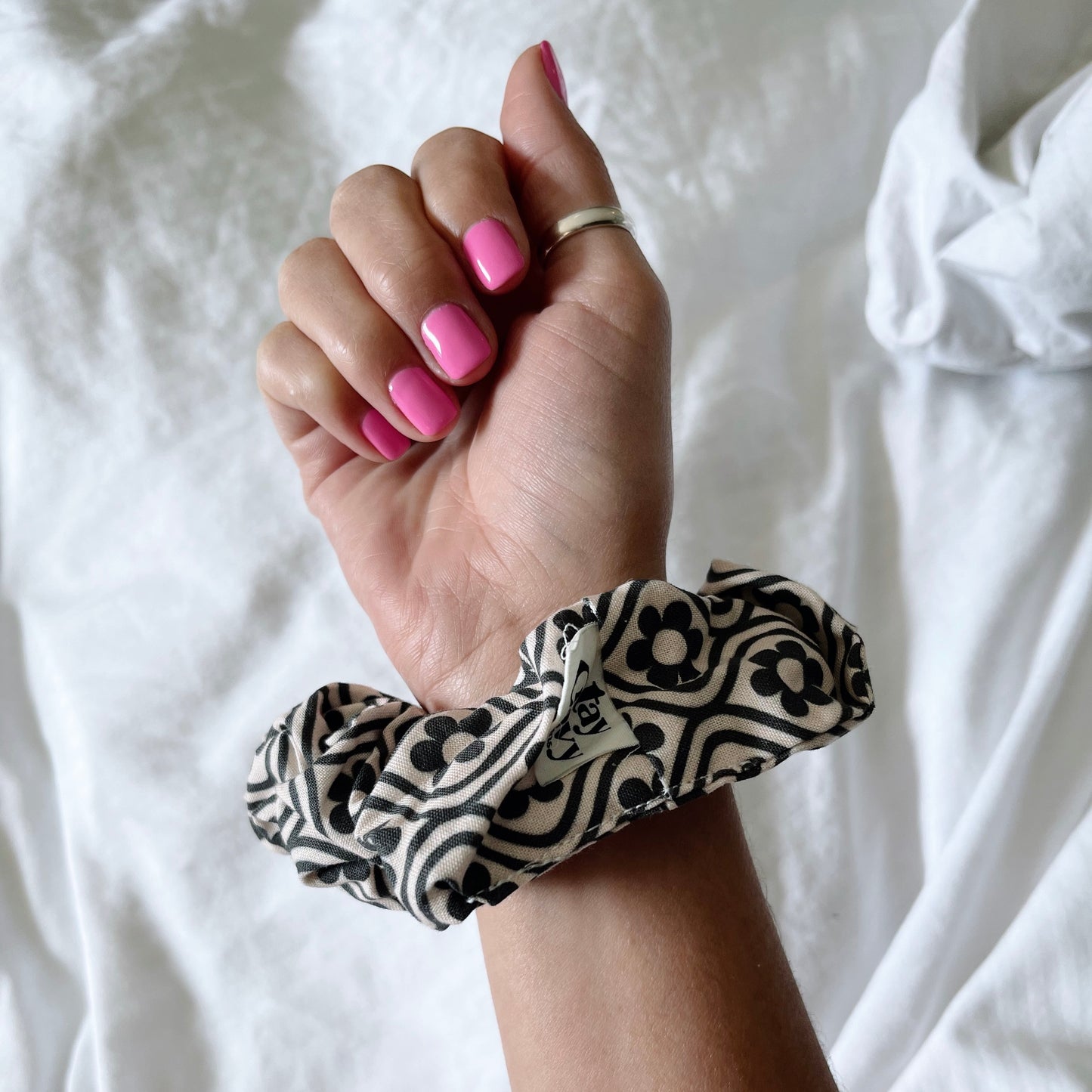 Black Floral Scrunchie