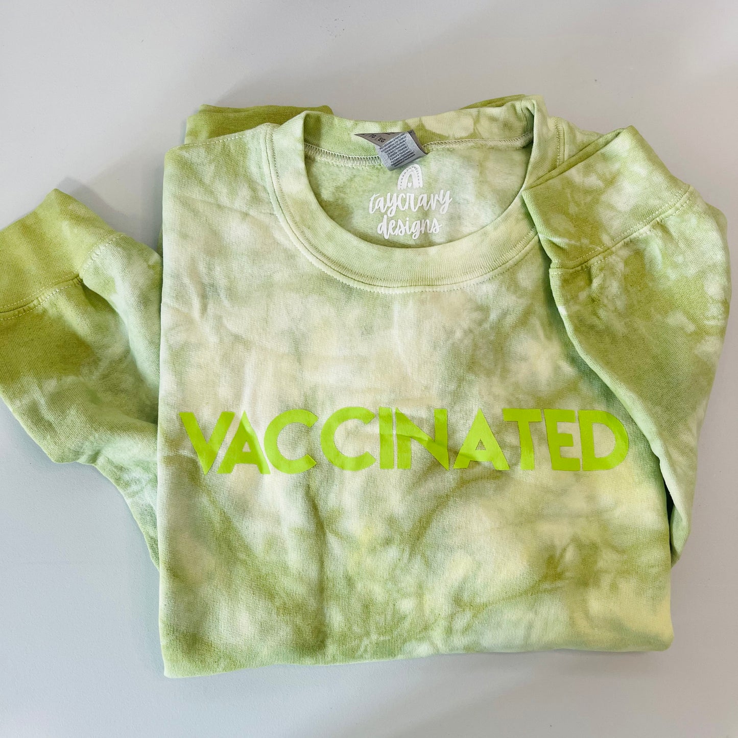 Light Green Tie Dye VACCINATED Sweatshirt