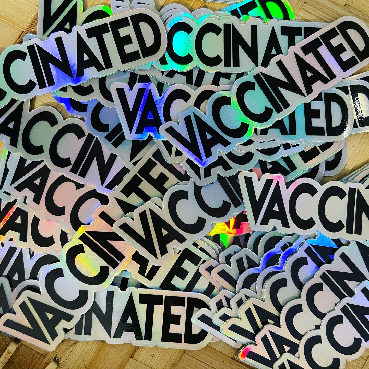 Vaccinated Holographic Sticker