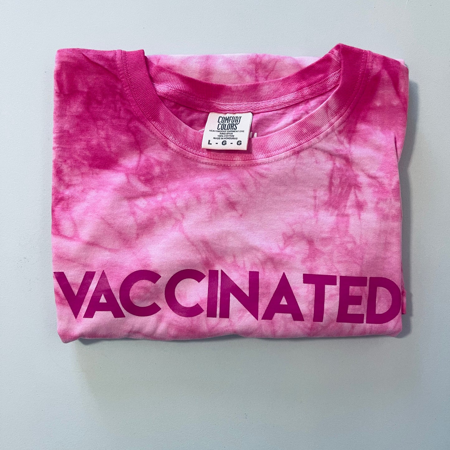 Magenta Tie Dye VACCINATED Tee