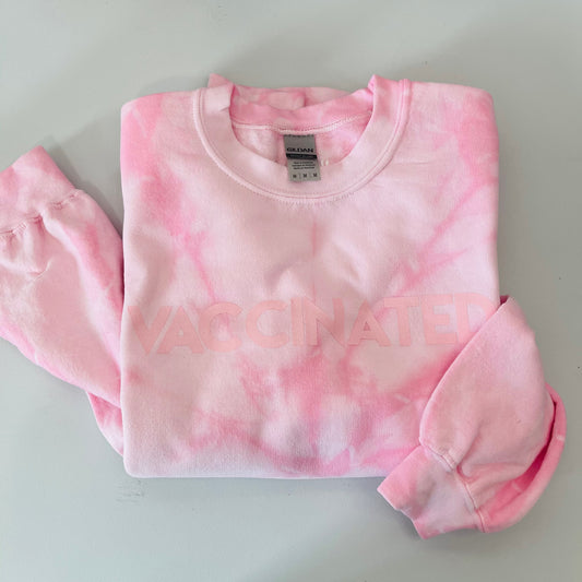 Light Pink Tie Dye VACCINATED Sweatshirt