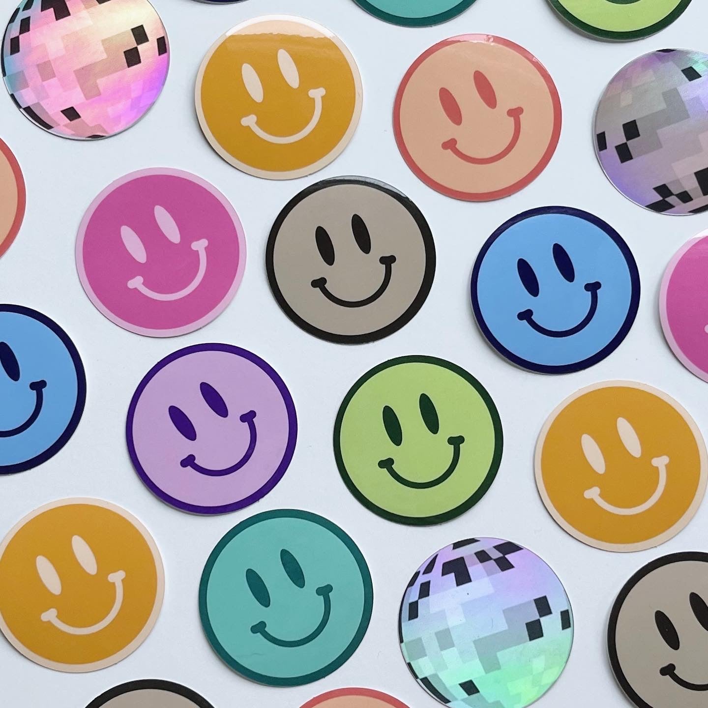 Tan Happy Face Sticker