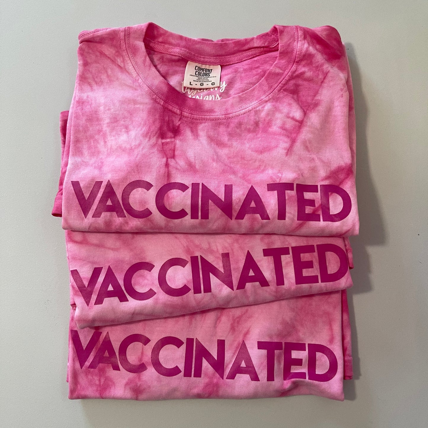 Magenta Tie Dye VACCINATED Tee