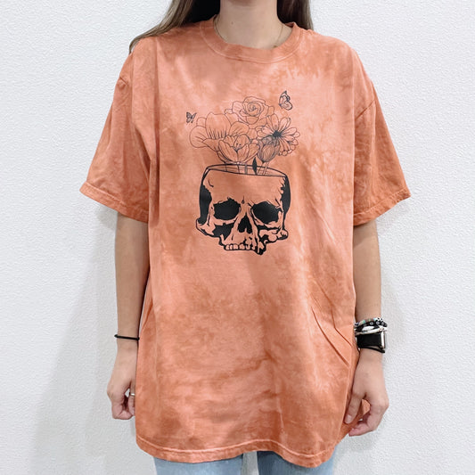 Skull Flower Pot Tie Dye Tee