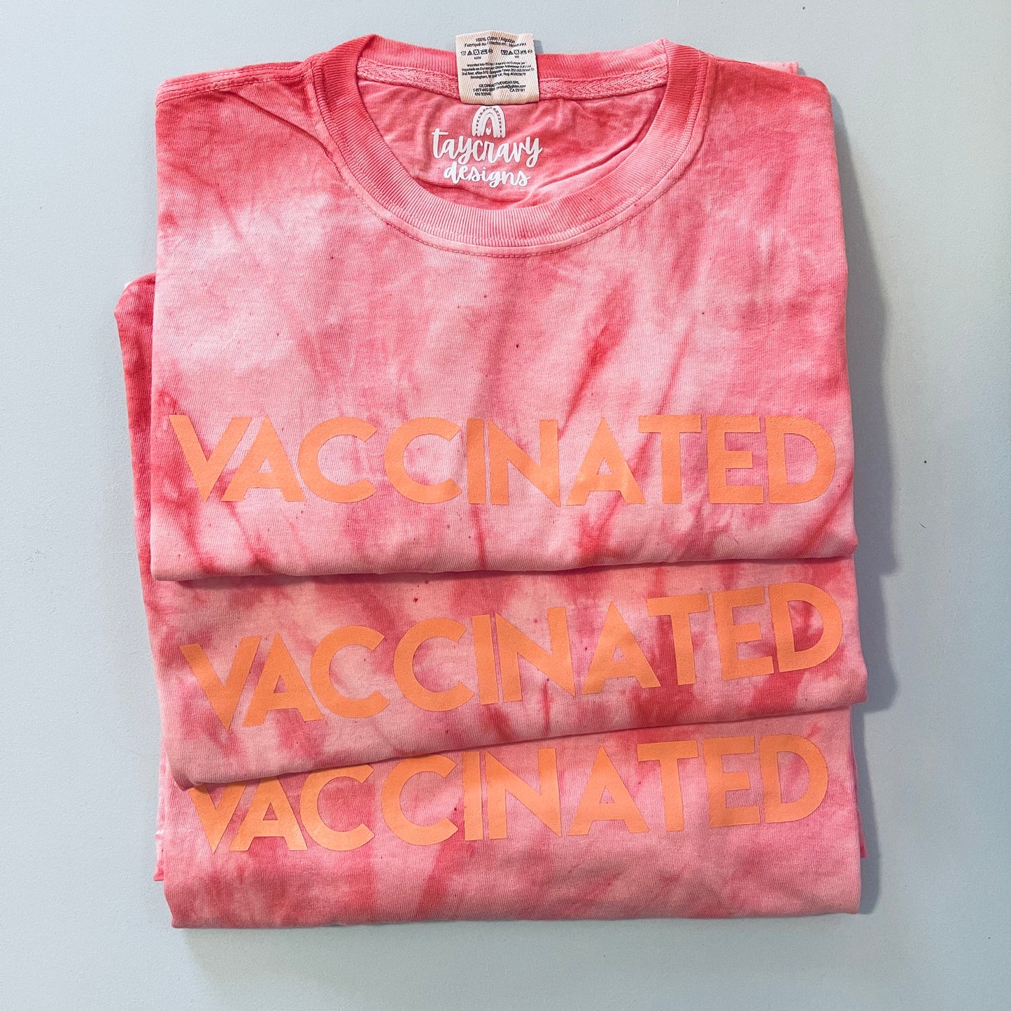 Peach Tie Dye VACCINATED Tee