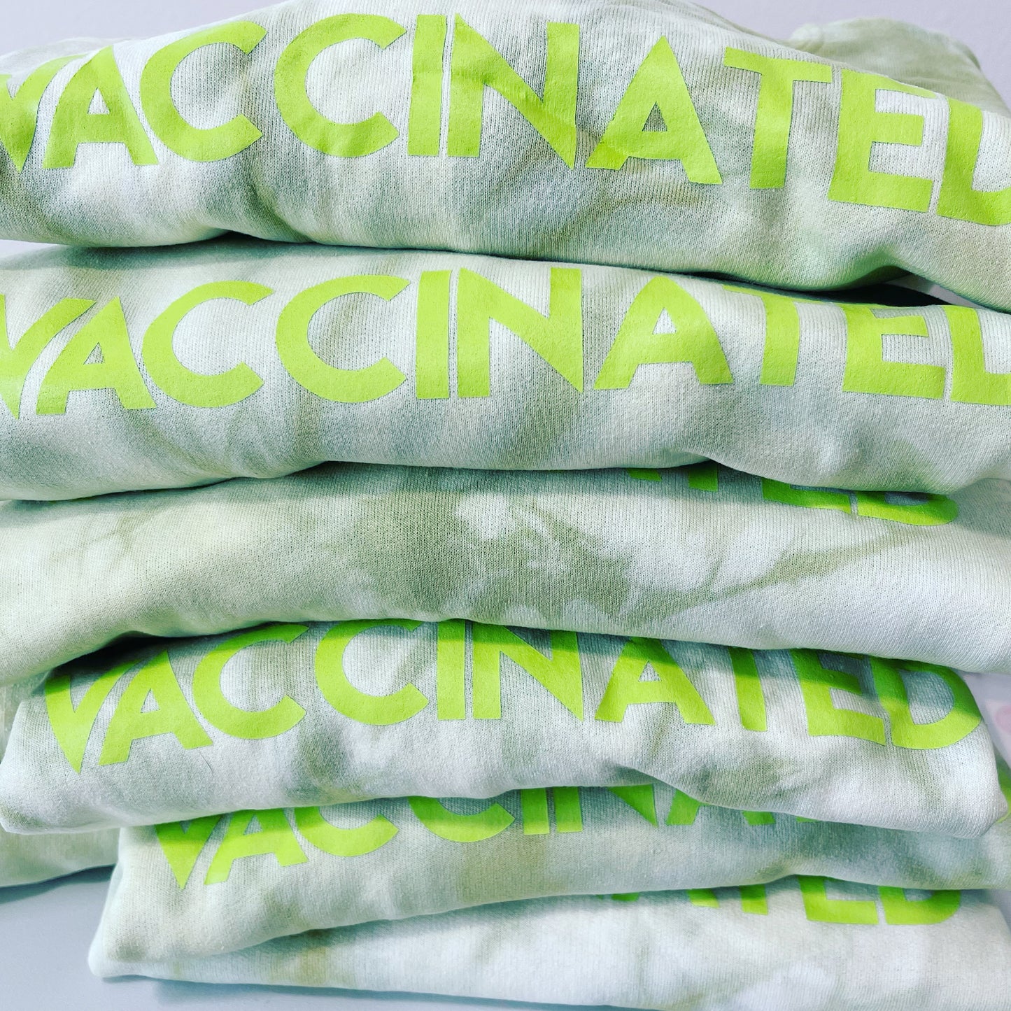 Light Green Tie Dye VACCINATED Sweatshirt