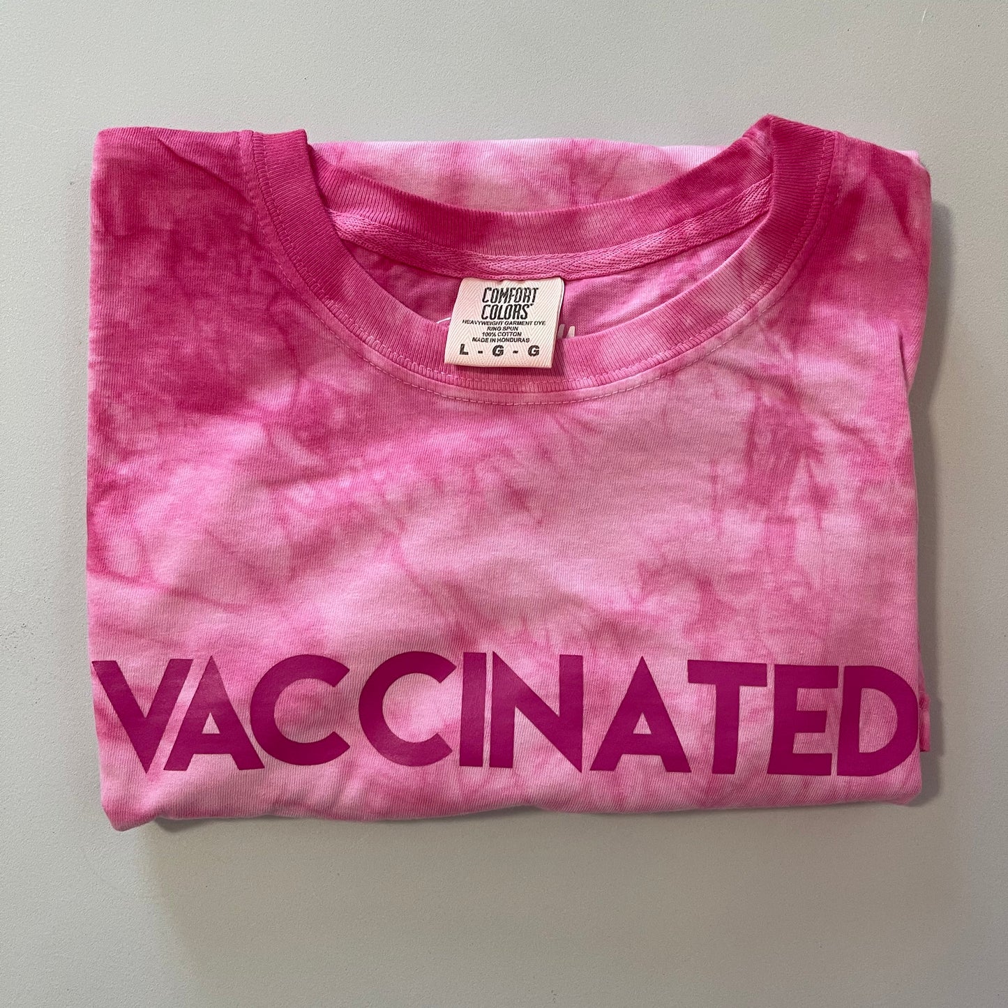 Magenta Tie Dye VACCINATED Tee